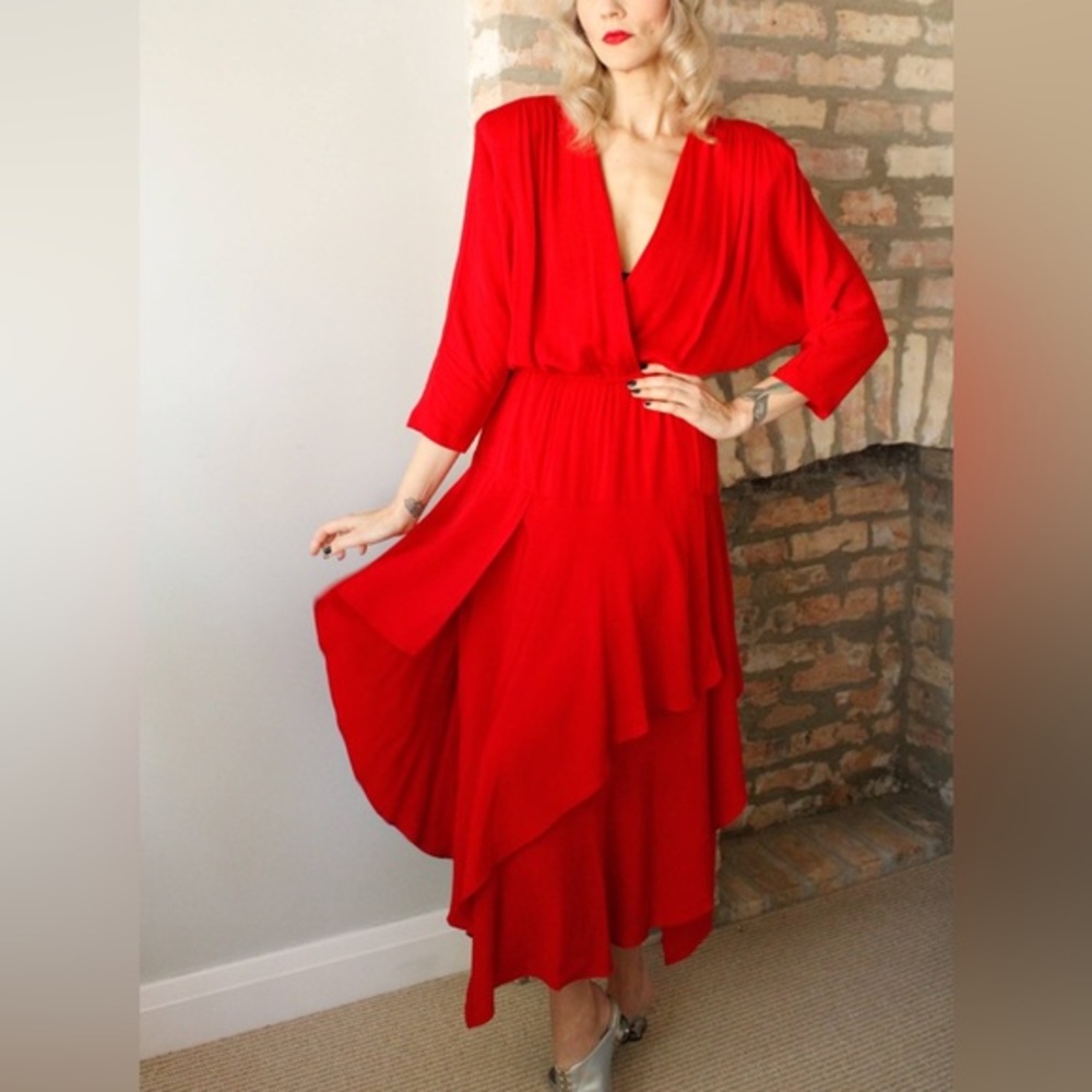 Phoebe Red Vintage Dress Size XL L